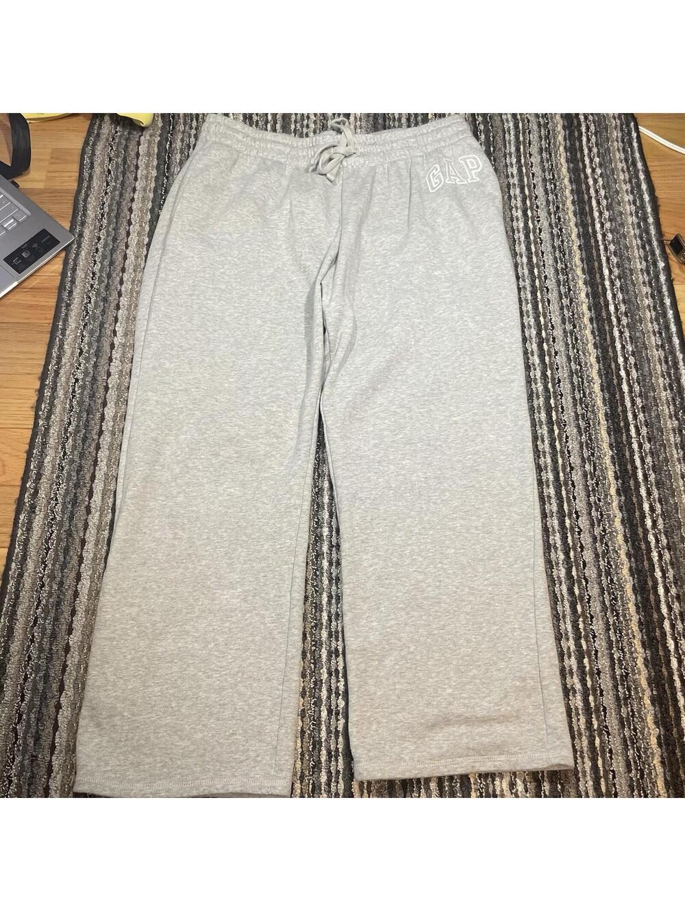Gap Original Fleece Logo Jogger Mens Sweatpants Pockets Heather Gray Uncuffed XL